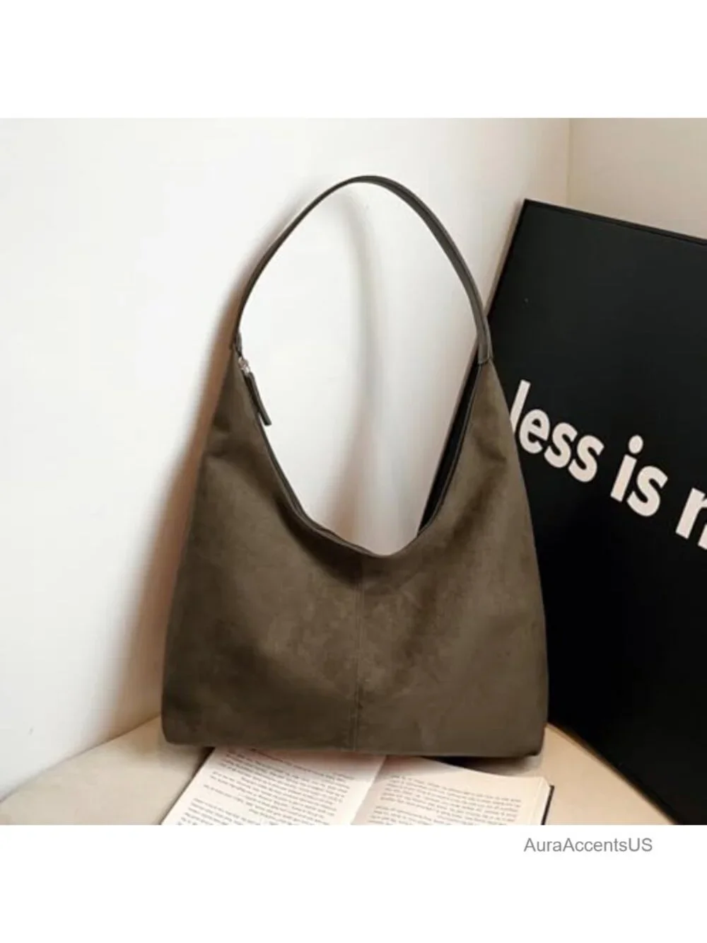 Faux Suede Tote Bag Women Hobo Shoulder Crossbody Work Handbag